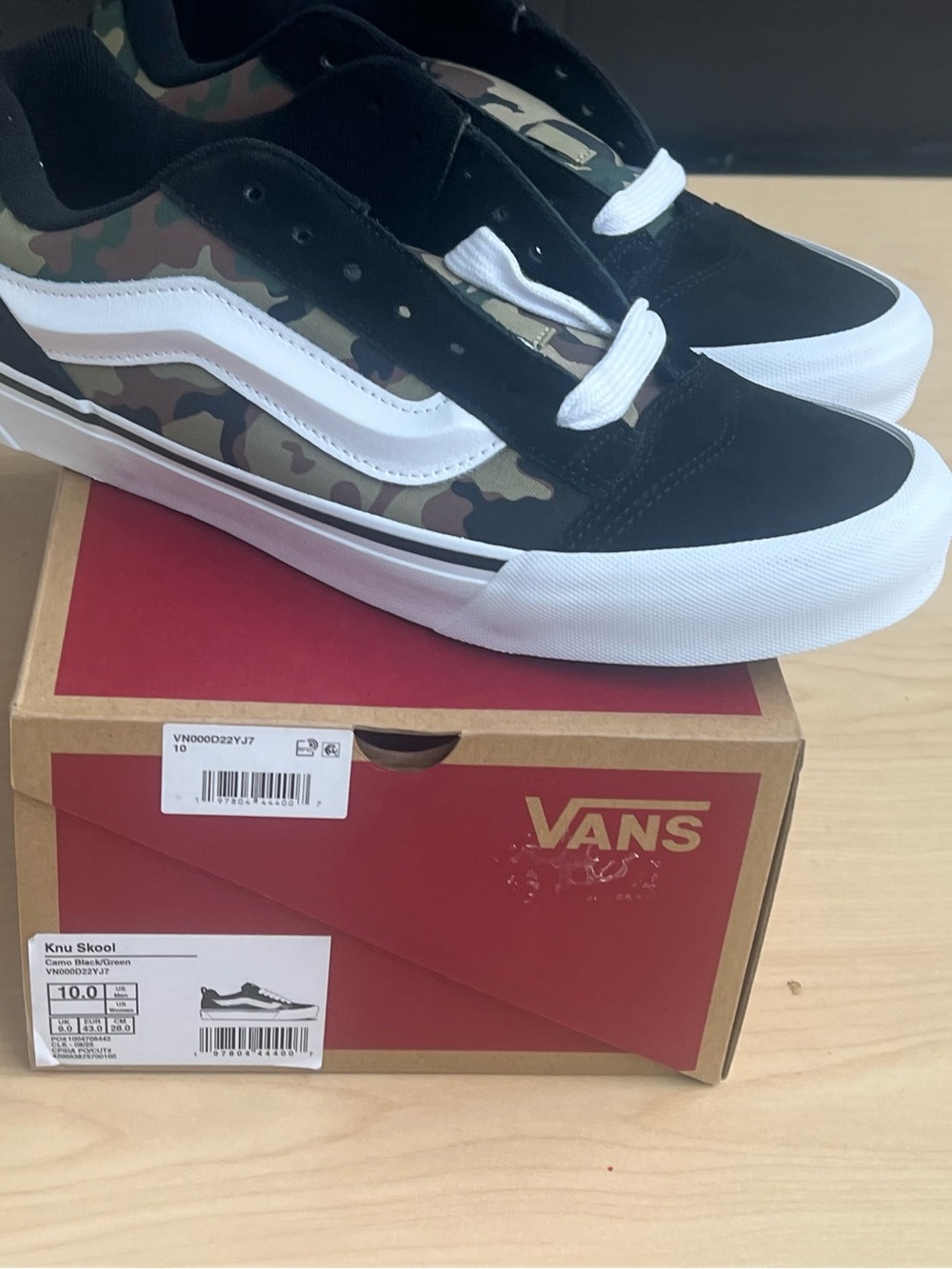Vans Knu Skool Camouflage Black White Skate Shoes - Picture 4 of 5